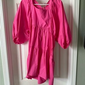 Hot Pink Bubble Sleeve Dress